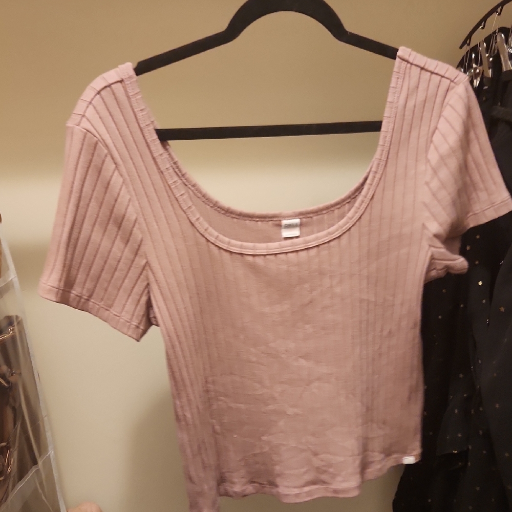 Only Ribbed Pink Crop Top